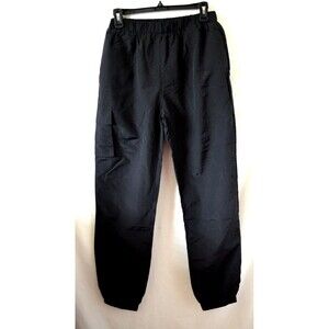 Hot And Delicious Womens Large Black Jogger Pants Nylon Cargo Pocket NWT Lined
